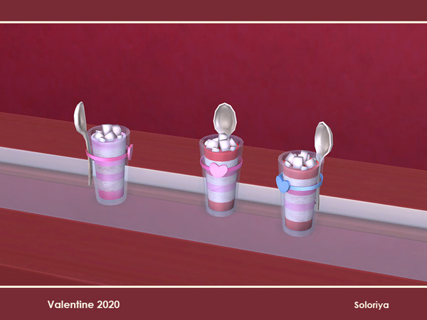 Sims 4 — Valentine 2020. Gelatin by soloriya — Decorative gelatin in a glass with a spoon. Part of Valentine 2020 set. 3