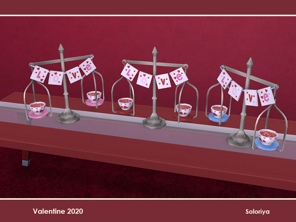 Sims 4 — Valentine 2020. Scales by soloriya — Decorative scales with two bowls in one mesh. Part of Valentine 2020 set. 3