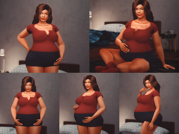 Sims 4 — Plus size Pregnancy Poses CAS by KatVerseCC — Third-trimester pregnancy poses for plus size sims. I hope you