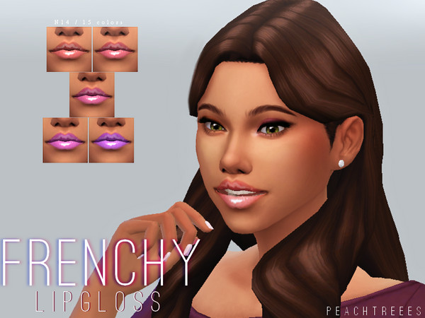 Sims 4 — Frenchy Lipgloss N14 by peachtreees — Lipstick in 15 colors, female only, available teen through elder.