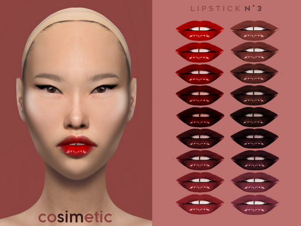 Sims 4 — N3 Lipstick by cosimetic — - This lipstick can use on all genders and from teen to elder. - Contains [20] colors