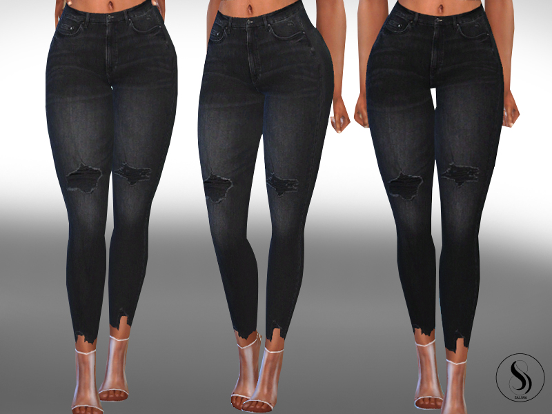 The Sims Resource - Female Cropped Dark Jeans