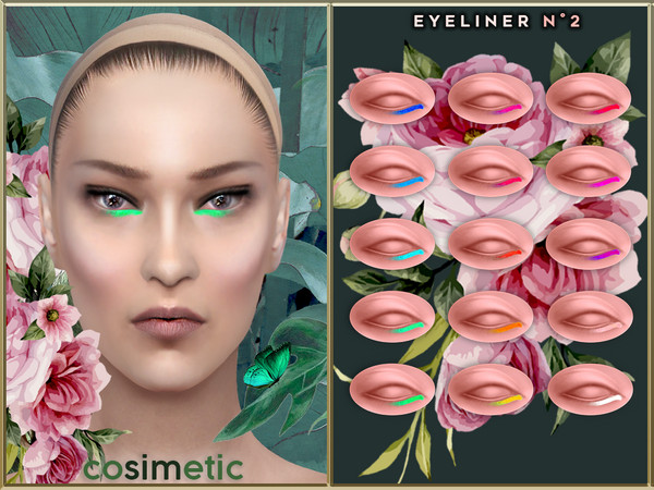 Sims 4 — Eyeliner N2 by cosimetic — - This eyeliner can use on all genders and from teen to elder. - Contains [15] colors