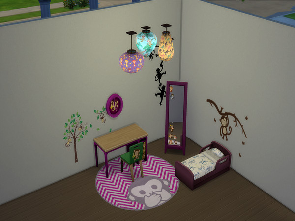 Sims 4 — Monkey kidsroom-REQUIRES KIDS ROOM STUFF PACK by Surrose — A set of creations with monkey decor for a kids room