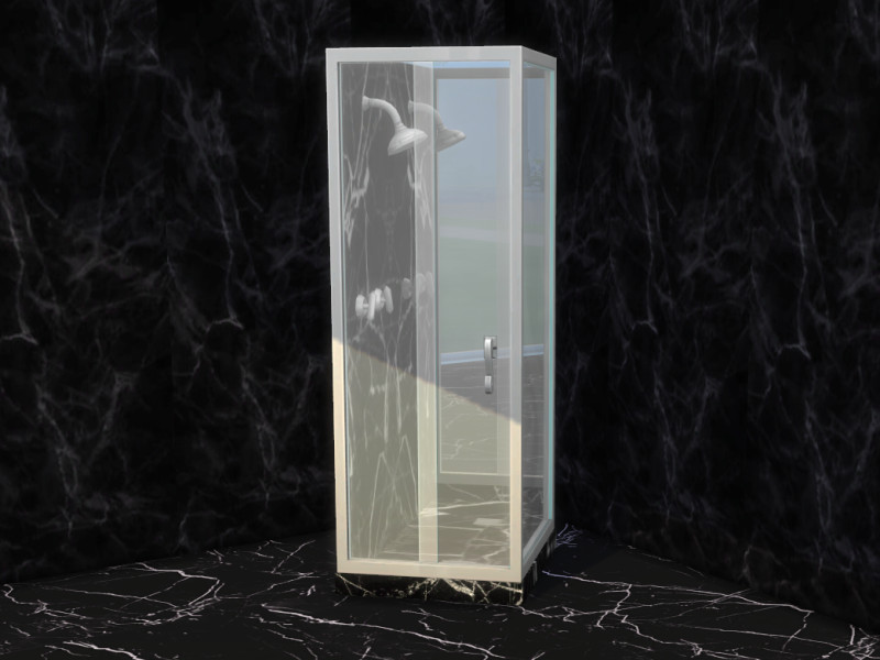 Sims 4 Swan Shower in Black and Silver Marble by BlackCat27