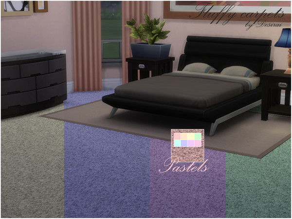 Sims 4 — Fluffy Carpets - Pastels by Desirai2 — Fluffy carpets for your sims, this carpet is available in 8 swatches of