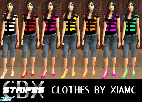 Sims 2 — CBX-Stripes by xiamc — This is my first clothing set. I hope you like it, it's a recolor of the cropped pants