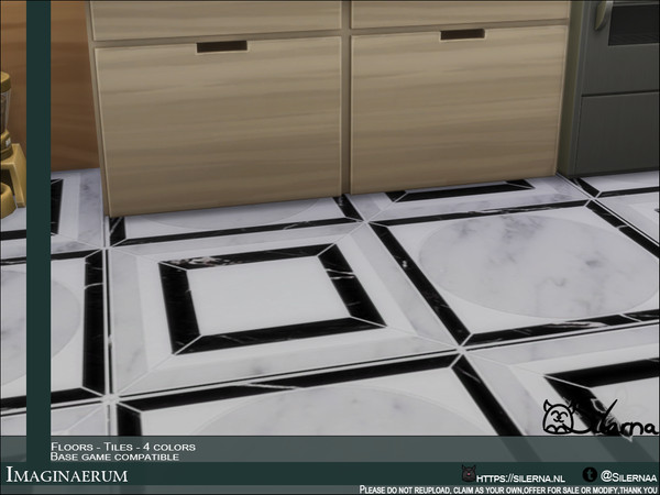 Sims 4 — Imaginaerum by Silerna — Beautiful Marble tiles in Square and round shapes. 5 different colors.