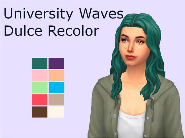 Sims 4 — University Waves Recolor- Dulce Palette by SimDulce — I recolored the wavy hair from University in my Dulce