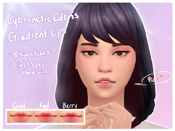 Sims 4 — Soft Gradient Lips by CyberneticEden — I'm a fan of gradient lips, so I decided to make my own little set of