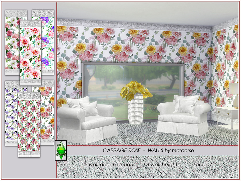 The Sims Resource - Cabbage Rose - Walls by marcorse