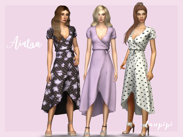 Sims 4 — Aintza by laupipi2 — This is my new midi dress, it's suuuper special New mesh, all LODs 16 Swatches Normal and