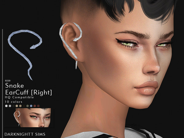 Sims 4 — Snake EarCuff [Right] by DarkNighTt — Snake EarCuff [Right] Have 10 colors. For right ear. HQ mod compatible.