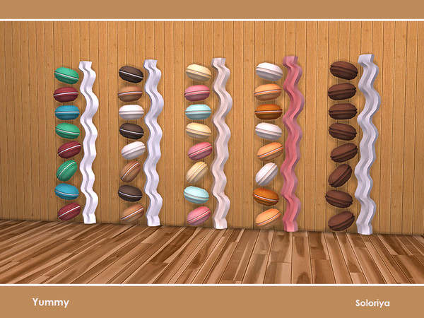 Sims 4 — Yummy. Macarons wall Sculpture, right by soloriya — Macarons with cream, wall sculpture, right version. Part of