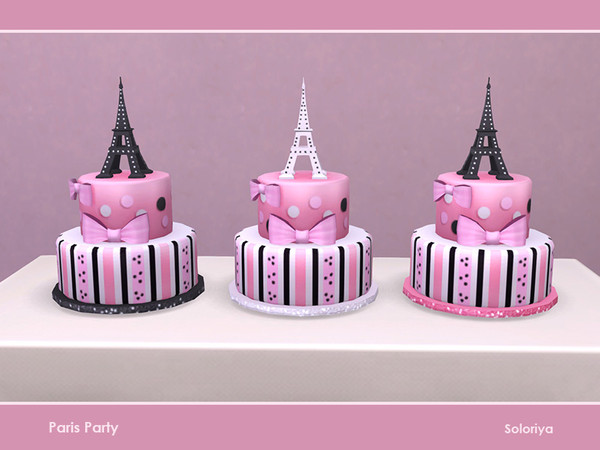 Sims 4 — Paris Party. Cake by soloriya — Decorative cake with a Eiffel tower. Part of Paris Party. 3 color variations.