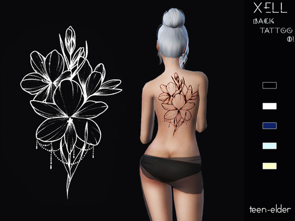 Sims 4 — Back Tattoo 01 by XELL3 — Teen - elder; Female only. Hope you like it :)