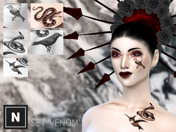 Sims 4 — netsims 'venom' - tattoo #2 by networksims — A back tattoo of a snake illustration