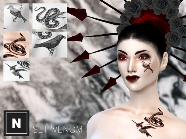Sims 4 — netsims 'venom' - tattoo #4 by networksims — A chest tattoo of a snake illustration 