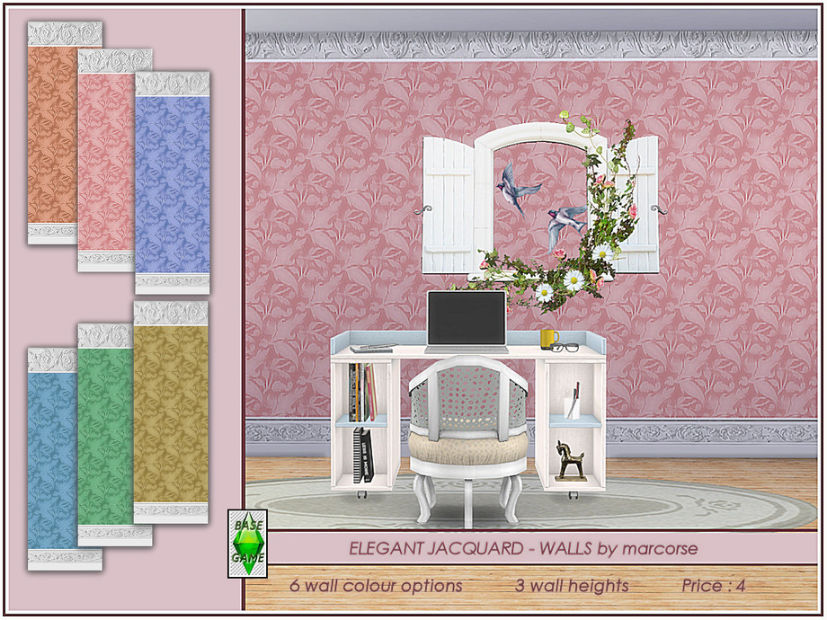 The Sims Resource - Elegant Jacquard -Walls by marcorse