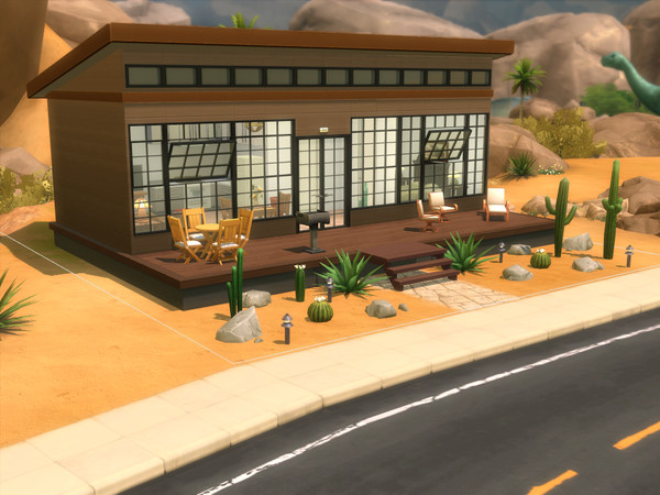Sims 4 — Modern Desert Starter #1 by davidh — Bask in the sunshine and beauty of the desert! Charming modern one bedroom,