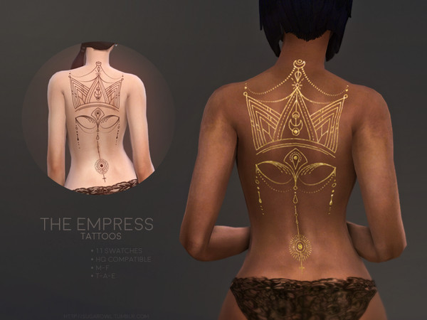 Sims 4 — The Empress tattoos by sugar_owl — - 11 swatches - compatible with all skintones and overlays - HQ compatible -