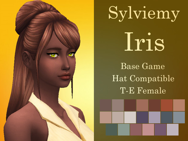 Sims 4 — Iris Hair Recolors - Mesh needed by Sylviemy — -Maxis Edit -All Lods -Base Game Compatible -Hat Compatible -T-E