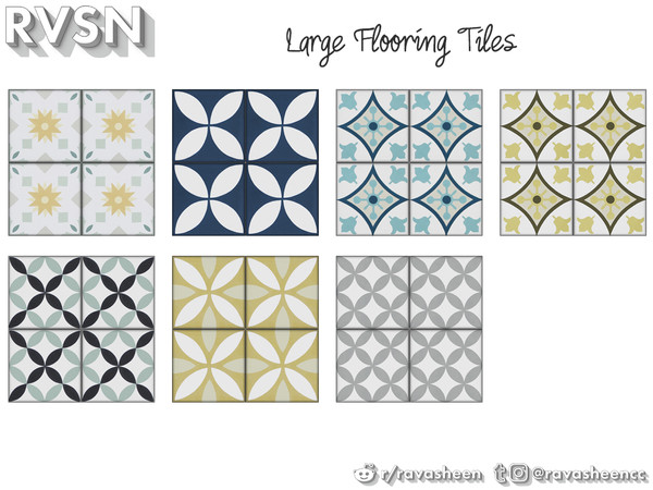 Sims 4 — Groutest Of All Tile Flooring - Large Geometric by RAVASHEEN — The G.O.A.T. of flooring. Designed to create a