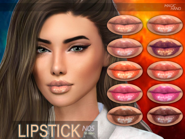 Sims 4 — [MH] Lipstick N05 by MagicHand — --16 available colors-- --Compatible with HQ settings-- --CAS thumbnail-- Have