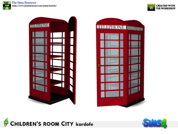 Sims 4 — kardofe_Children's room City_Phone booth by kardofe — Typical English phone booth, it's a shelf 