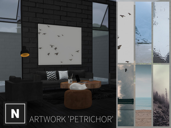Sims 4 — netsims - petrichor - artwork - requires city living by networksims — A square, frameless canvas print of muted