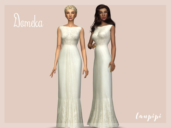 Sims 4 — Domeka by laupipi2 — Hi guys here comes my new Wedding collection! Enjoy with this Wedding dress!
