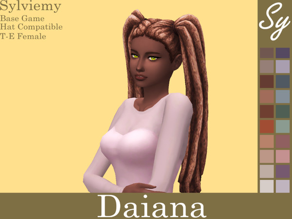 Sims 4 — Daiana Hair Recolors - Mesh needed by Sylviemy — -Maxis Edit -All Lods -Base Game Compatible -Hat Compatible