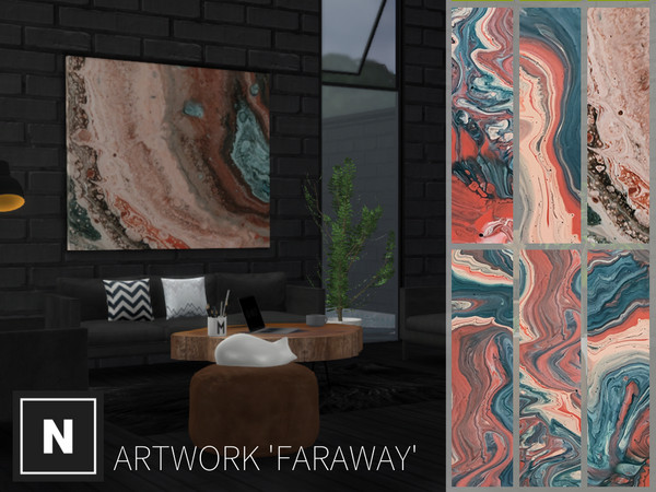 Sims 4 — netsims - abstract artwork set IV - requires city living by networksims — 3 square, frameless canvas prints of