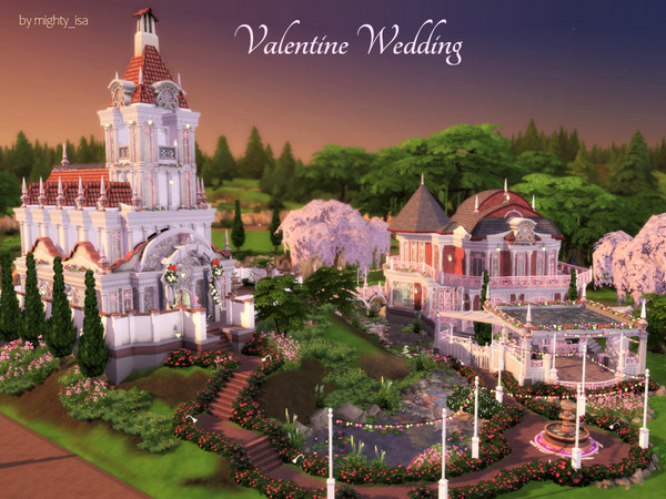 Sims 4 — Valentine Wedding by VirtualFairytales — Between hundreds of blossoms they nervously step forward. All guests