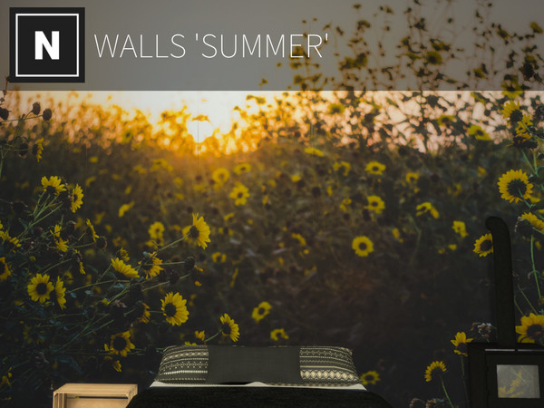 Sims 4 — netsims - summer - wall mural by networksims — A 5-piece mural of a field of flowers 5 swatches, place one of