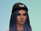 Sims 4 —  by Palaceen — Made from in game mesh. A black beanie with a white butterfly logo. Designed by Halsey and her