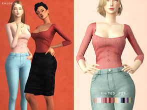 Sims 4 — ChloeM-Knitted Top Shirt by ChloeMMM — **20 colors ** New mesh by me. ** Recolor is allowed but PLEASE DO NOT