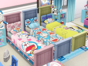 Sims 4 — Doraemon Kids Beds-REQUIRES PARENTHOOD by GeekyFairy — From my Doraemon Bedroom kids bed with 3 swatches ;)