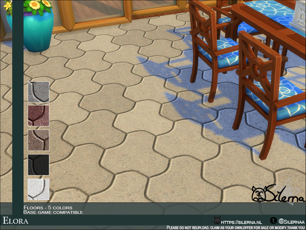 Sims 4 — Elora by Silerna — Beautiful shaped outdoor stone tiles to create amazing terraces, patio's and even more! Comes