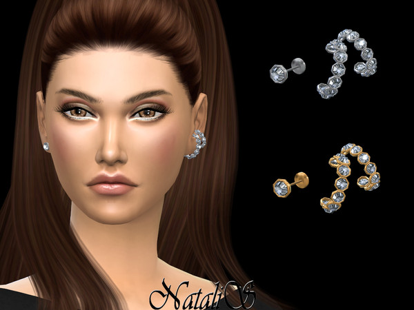 Sims 4 — NataliS_Double crystal ear cuff by Natalis — Double crystal ear cuff. FT-FA-FE 2 colors.