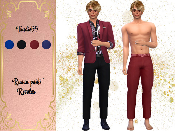 Sims 4 — Ruaan pants recolor by TrudieOpp — Ruaan pants recolor in 4 colors