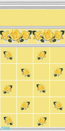 Sims 2 — Yellow roses tiled wall 3 by devilishdawn — Has a matching floor