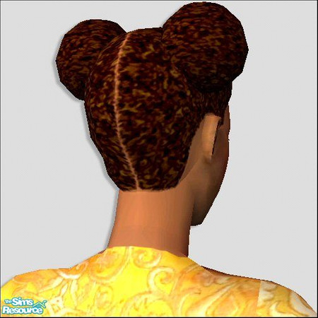 Sims 2 — Afro Puffs [Dark Brown] by Lola — Part Of My Afro-Carribean Collection. Two High Pigtail Like Afro Puffs With A