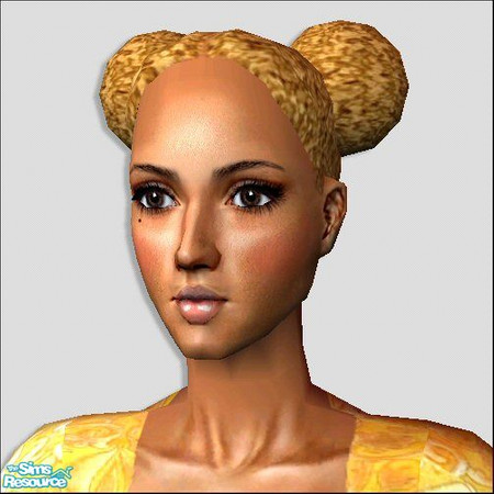 Sims 2 — Afro Puffs [Gold Blonde] by Lola — Part Of My Afro-Carribean Collection. Two High Pigtail Like Afro Puffs With A