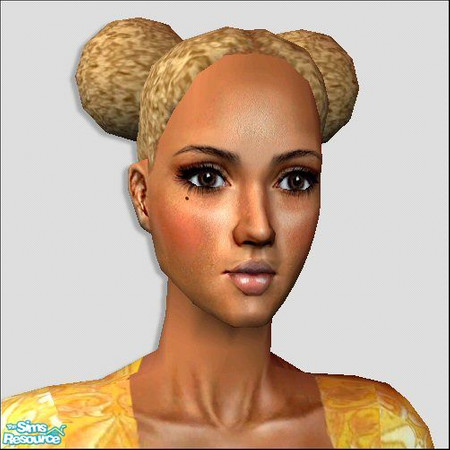 Sims 2 — Afro Puffs [Blonde] by Lola — Part Of My Afro-Carribean Collection. Two High Pigtail Like Afro Puffs With A Nice