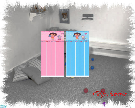 Sims 2 — Dora walls by Astarta — Dora in Pink and Blue wallpaper.