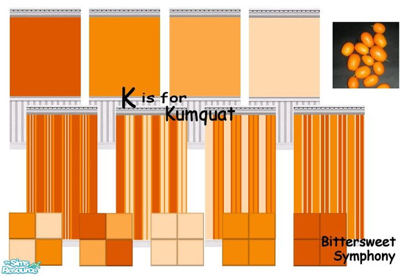 Sims 2 — K is for Kumquat by Bittersweet_Symphony — I may have done stuff in colors like this before, but I couldn't