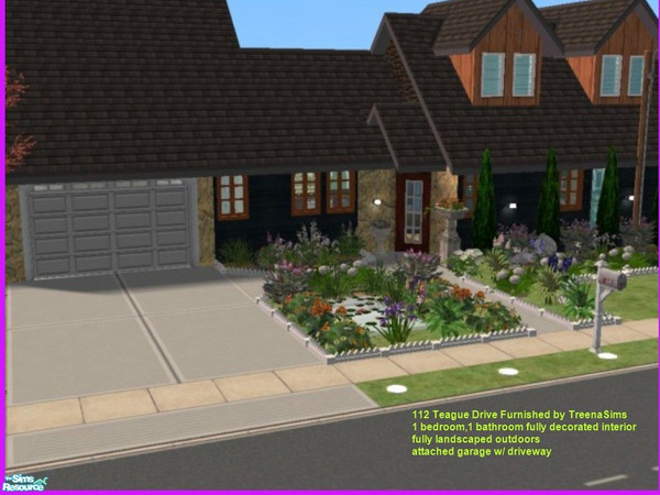 Sims 2 — 112 Teague Drive by treenasims — This wood/brick/rock combination home is one story with nice landscaping and