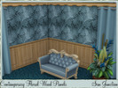 Sims 4 — Contemporary Floral Wood Panel Walls by simjunction2 — Custom designed wood Panels on the bottom with a