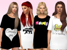 Sims 4 — 'Mama' Long Tees - mesh needed by Simlark — 4 cute graphic long tees for expecting sims.